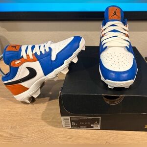 Nike Air Jordan Youth Cleats Blue White Orange